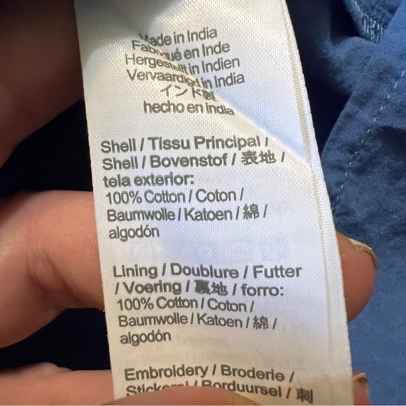 J. Crew Eyelet Blue Long-Sleeve Shirt Dress 10 - Picture 6 of 10